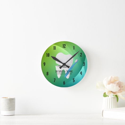 歯科医のオフィスのデンタルケアの歯及び歯ブラシ ラウンド壁時計 (ホーム)