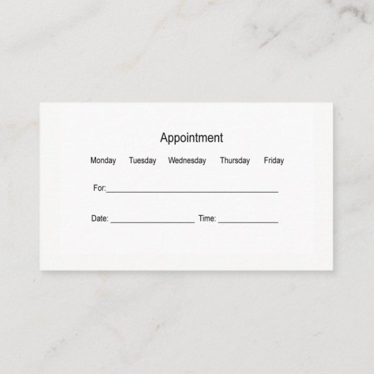 歯科医のオフィスの数々のな位置のアポイントメント 予約カード (裏面)