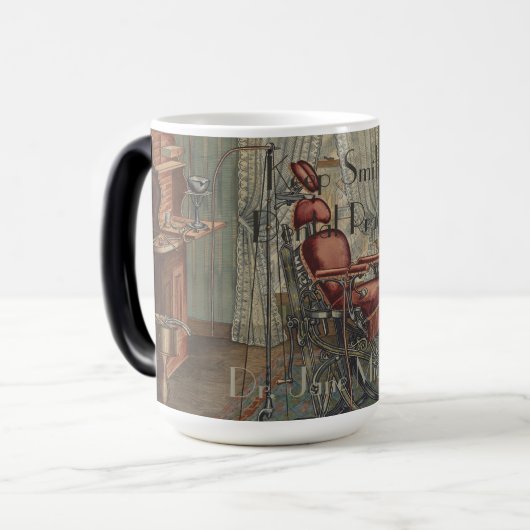 歯科医のオフィスの歯科練習の椅子のヴィンテージ モーフィングマグカップ (正面左)