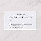 歯科医のオフィス 予約カード (裏面)