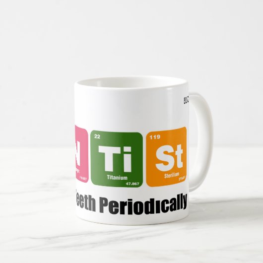 歯科医のドリルの歯のインプラント周期表 コーヒーマグカップ (正面右)