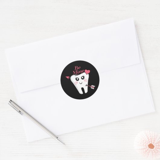 歯科医のバレンタイン - ハートの歯、愛してる ラウンドシール (封筒)