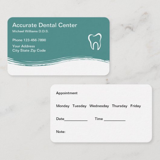 歯科医のモダンのアポイントメント 名刺 (正面/裏面)