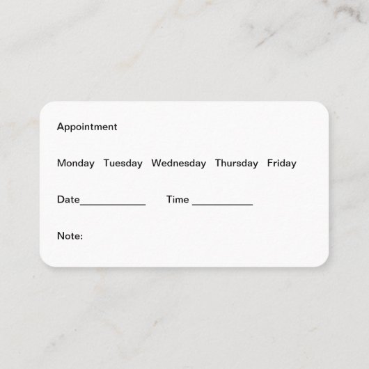 歯科医のモダンのアポイントメント 名刺 (裏面)