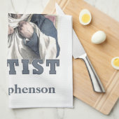 歯科医のユーモアのカスタムなモノグラム手タオル キッチンタオル (四つ折り)