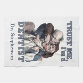 歯科医のユーモアのカスタムなモノグラム手タオル キッチンタオル