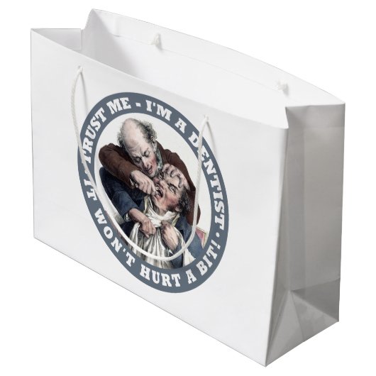 歯科医のユーモアのギフトバッグ ラージペーパーバッグ (裏面アングル)