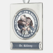 歯科医のユーモアの名前をカスタムするのオーナメント シルバープレートバナーオーナメント (左)