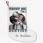 歯科医のユーモアの名前をカスタムするのクリスマスのストッキング スモールクリスマスストッキング (正面)