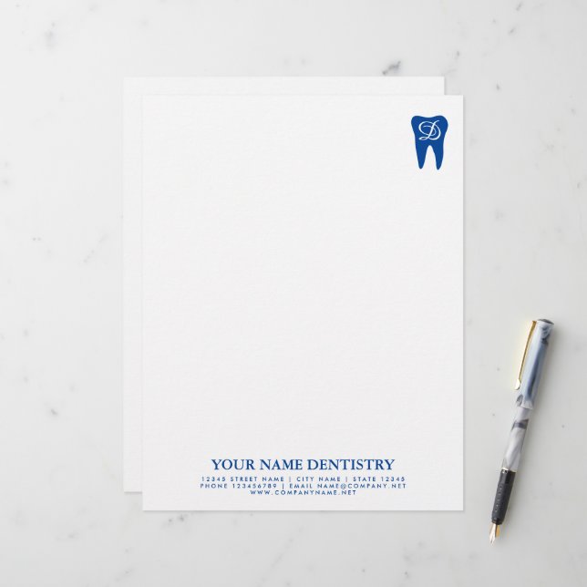歯科医のレターヘッドテンプレートと歯のロゴ レターヘッド (正面/裏面インサイチュ)