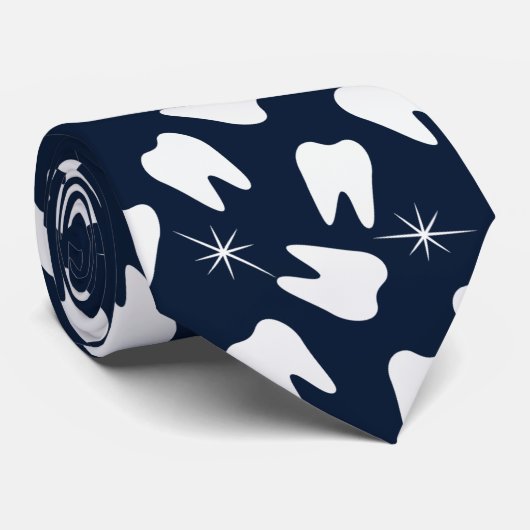 歯科医の光沢がある歯のデンタルケアの濃紺 ネクタイ (ロール)