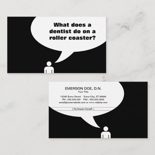 歯科医の冗談のジェットコースターの冗談 名刺 (正面/裏面)