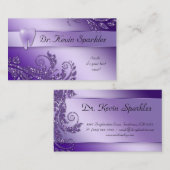 歯科医の名刺の紫色の輝きの葉の歯 名刺 (正面/裏面)