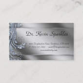 歯科医の名刺の銀の輝きの葉の歯 名刺 (裏面)