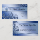 歯科医の名刺の青い輝きの葉の歯のロゴ 名刺 (正面/裏面)