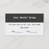 歯科医の名刺 予約カード (裏面)