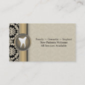 歯科医の名刺-歯のヴィンテージのベージュ色及び金ゴールド 名刺 (裏面)