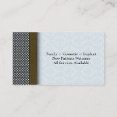 歯科医の名刺-歯のヴィンテージの青及びブラウン 名刺 (裏面)