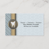 歯科医の名刺-歯のヴィンテージの青及び金ゴールド 名刺 (裏面)