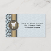 歯科医の名刺-歯のヴィンテージの青及び金ゴールド 名刺 (裏面)