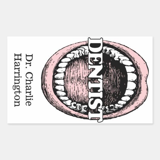 歯科医の名前をカスタムするシール 長方形シール (正面)