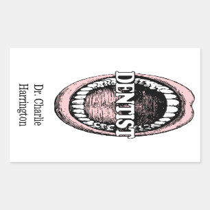 歯科医の名前をカスタムするシール 長方形シール