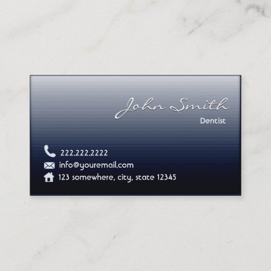 歯科医の専門の濃紺の金属歯科 名刺 (正面)