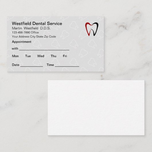 歯科医の患者のバルクアポイントメントのアラーム 名刺 (正面/裏面)