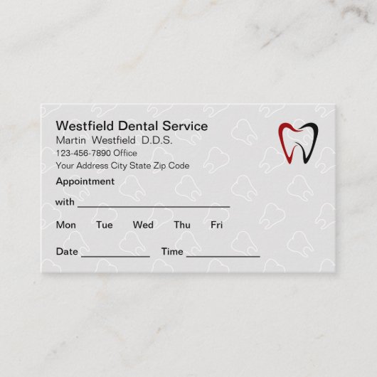 歯科医の患者のバルクアポイントメントのアラーム 名刺 (正面)