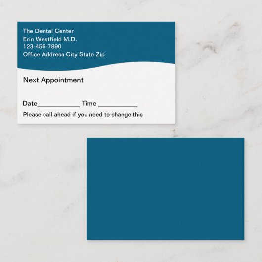 歯科医の患者アポイントメントカードのアラーム 名刺 (正面/裏面)