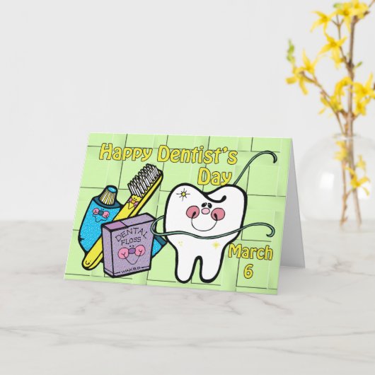 歯科医の日3月6日 カード (黄色い花)
