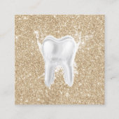 歯科医の歯のモダンな金ゴールドの輝きの歯科医院 スクエア名刺 (正面)