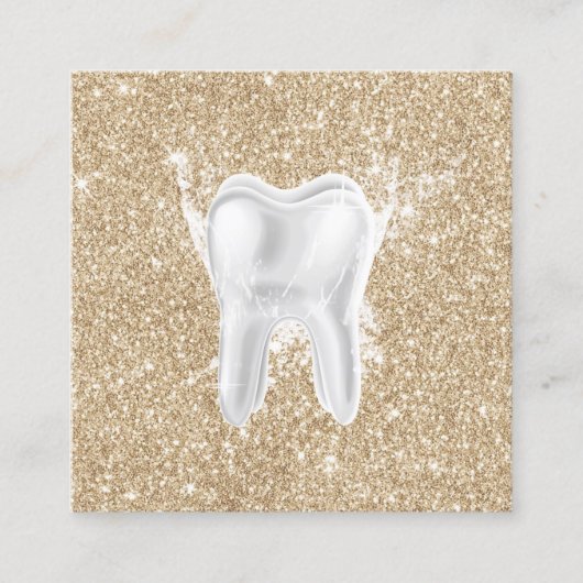 歯科医の歯のモダンな金ゴールドの輝きの歯科医院 スクエア名刺 (正面)