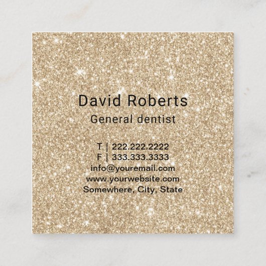歯科医の歯のモダンな金ゴールドの輝きの歯科医院 スクエア名刺 (裏面)