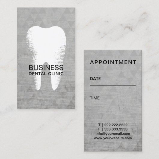 歯科医の歯のロゴのグランジで幾何学的な歯科医院 予約カード (正面/裏面)