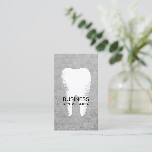 歯科医の歯のロゴのグランジで幾何学的な歯科医院 予約カード (スタンド正面)