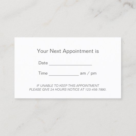 歯科医の歯の専門のデンタルケアのアポイントメント 予約カード (裏面)