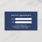 歯科医の歯の水スプラッシュモダンネイビーブルー歯科 予約カード (裏面)