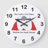 歯科医の歯の英雄は個人化なります ラージ壁時計 (正面)