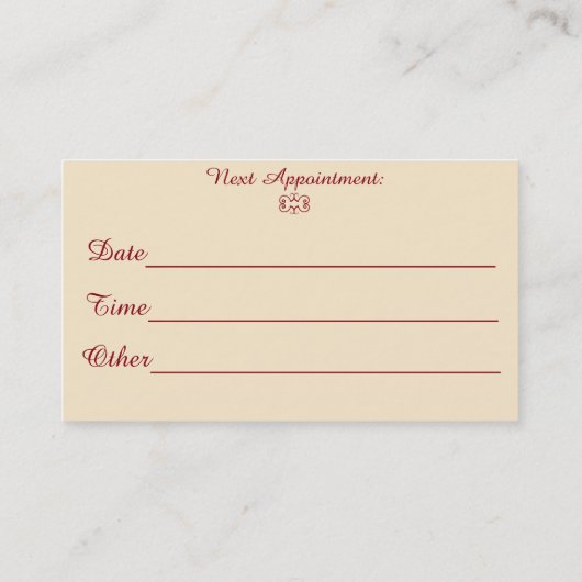 歯科医の歯の衛生士の歯の口のアポイントメント 予約カード (裏面)