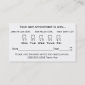 歯科医の歯科ビジネスおよびアポイントメントカード 予約カード (裏面)