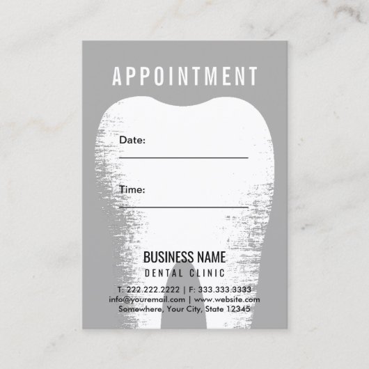 歯科医の歯科医院アポイントメントのアラーム 予約カード (正面)