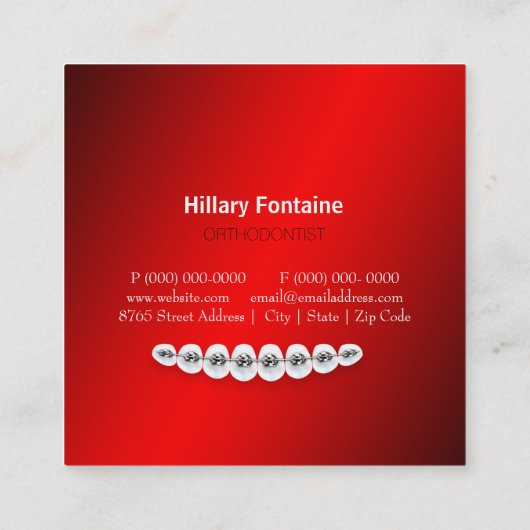 歯科医の歯科矯正医の名刺 スクエア名刺 (裏面)