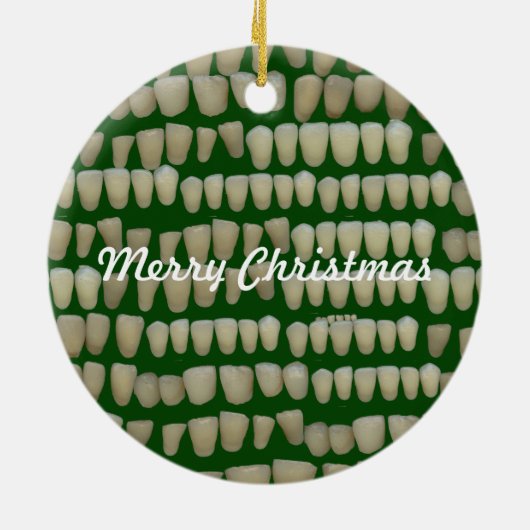 歯科医の歯科矯正医の歯科クリスマスの歯 セラミックオーナメント (裏面)