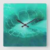 歯科医の歯科矯正医の開いた口の柱時計 スクエア壁時計 (正面)