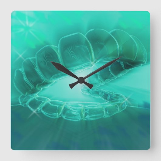 歯科医の歯科矯正医の開いた口の柱時計 スクエア壁時計 (正面)