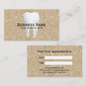 歯科医の白い歯の歯科モダンな金ゴールドのグリッター 予約カード (正面/裏面)