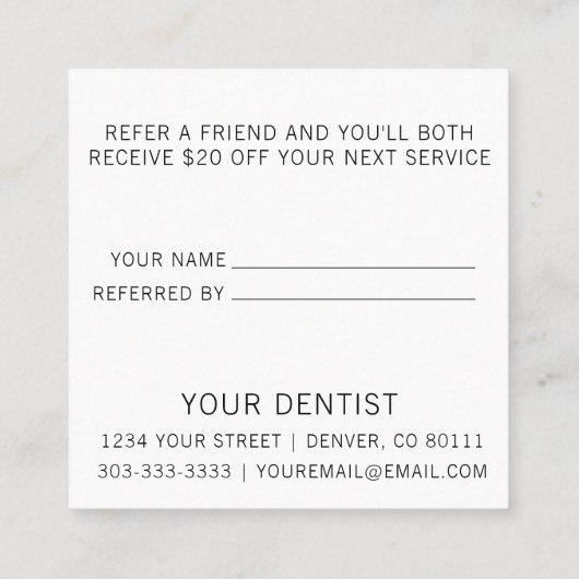 歯科医の紹介カード正方形 スクエア名刺 (裏面)