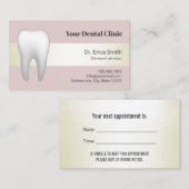 歯科医の赤面のピンク及びアイボリーの歯科アポイントメント 予約カード (正面/裏面)