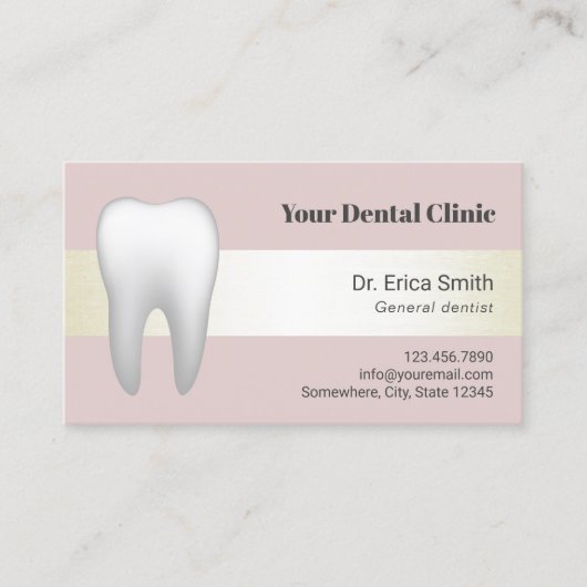 歯科医の赤面のピンク及びアイボリーの歯科アポイントメント 予約カード (正面)